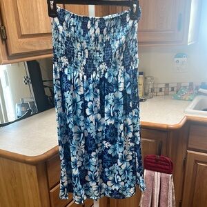 Floral Blue Tube Top Dress